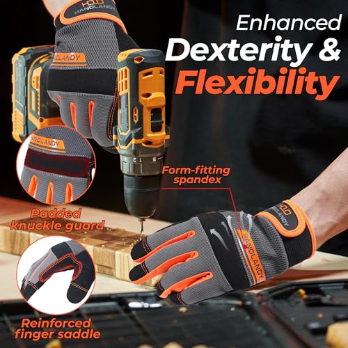 Work Gloves for Men & Women (Orange (1 Pair) / 2X-Large)