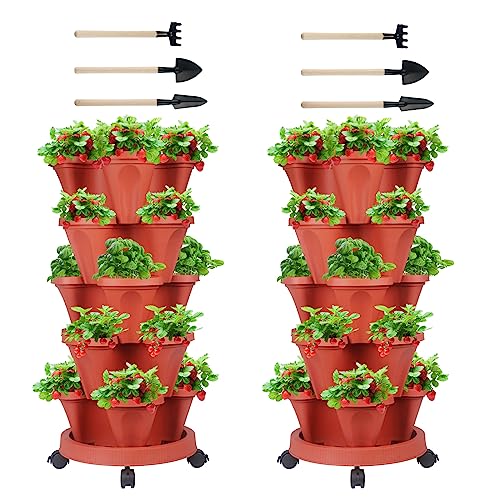 Vertical Planter Tower (Red / 5 Tier)