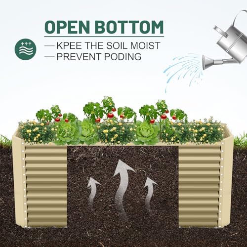 6x3x3ft Rectangular Galvanized Raised Garden Beds (6×3×3ft / Cream Yellow)