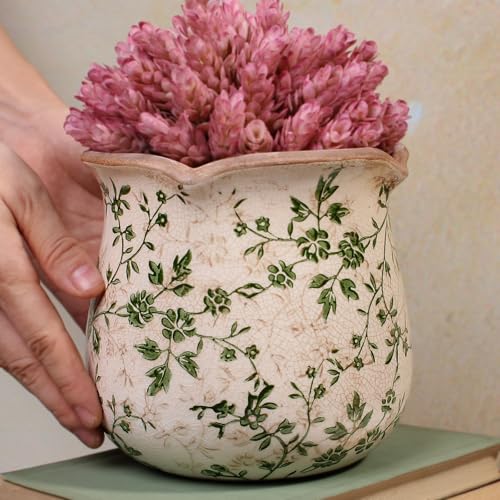 Vintage Ceramic 6.11'' Plant Pots (Sage Beige)