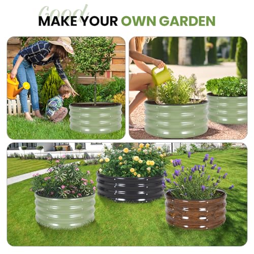 Round Raised Garden Bed Outdoor (Olive Green / 2x2x1 FT (2 Packs))
