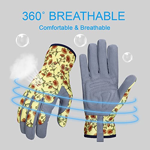 Gardening Gloves for Women (Grey+yellow)