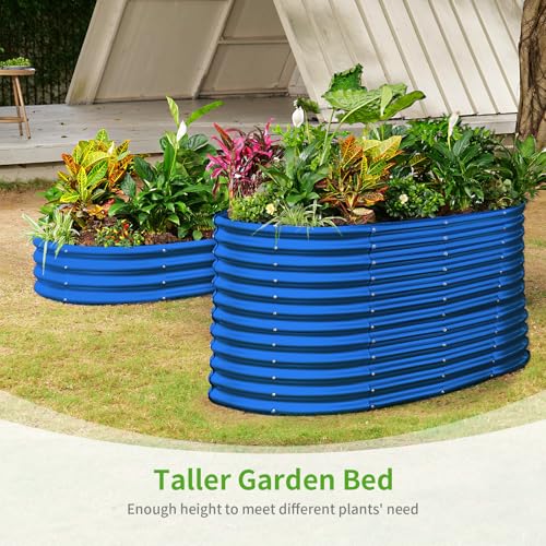 6x3x3ft Oval Galvanized Raised Garden Beds (Royal Blue / 6x3x3ft)