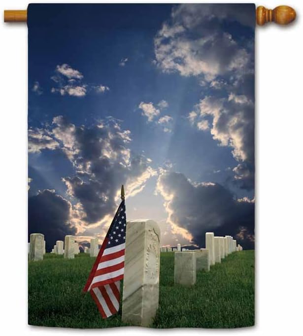 Memorial Day House Flag for Outdoor Grave Banner 28 x 40 Inch Print Both Sides