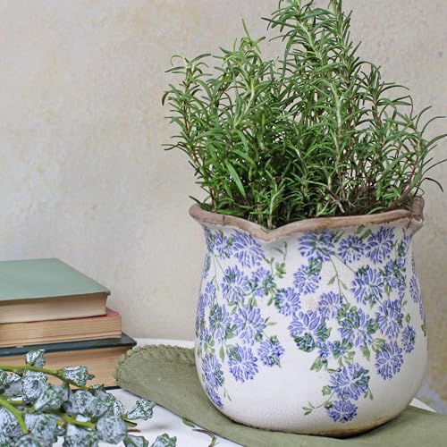 Ceramic Pots for Plants (Antique Blue Meadow)