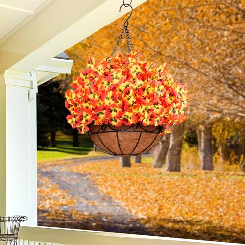 16PCS Artifcial Fall Flowers for Outdoors (Sunset / 16PCS)
