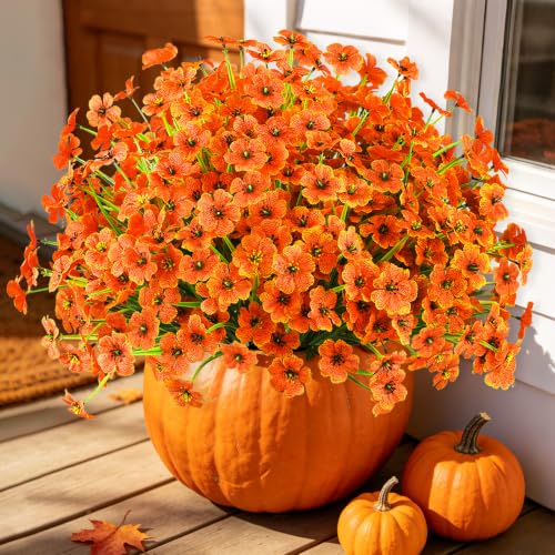 24PCS Artificial Fall Flowers for Outdoors (Orange / 24PCS)