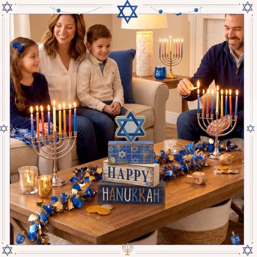 4 Pcs Hanukkah Table Decorations for Home (Happy Hanukkah)