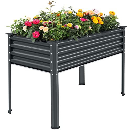 Galvanized Raised Garden Bed with Legs (Gray / 48×24×32in)