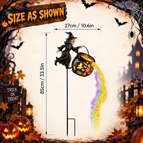 Halloween Witch Cauldron Solar Garden Stake Light for Outdoor Decor (Halloween E)