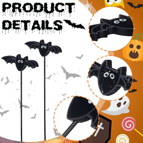 6 Pcs Wood Bat Garden Stakes Halloween Fall Plant Decor Outdoor (Bat)