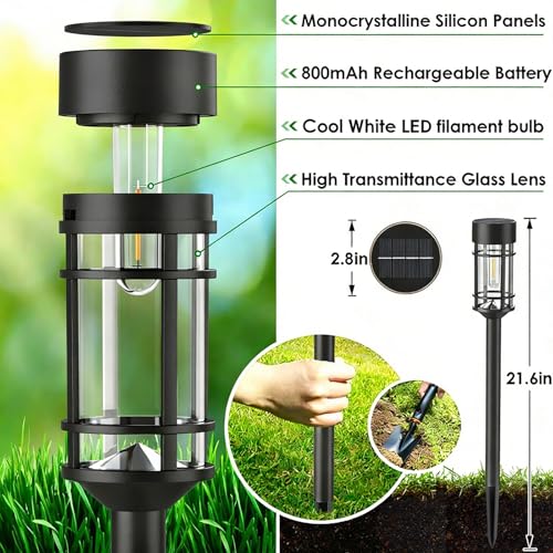 Solar Pathway Lights Outdoor (Black)