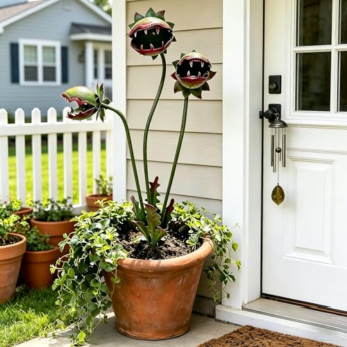 Whimsical Metal Carnivorous Plant Garden Stake (1pcs)