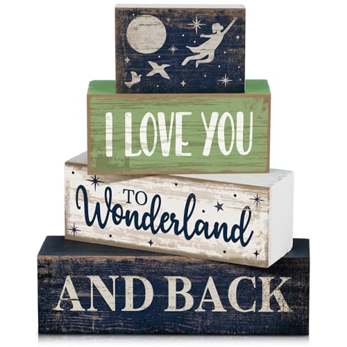 4 Pcs Wooden Farmhouse Block Signs Tiered Tray Decor (Newborn)