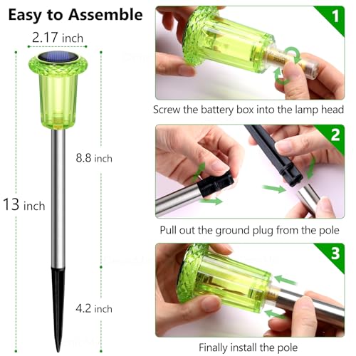 Solar Halloween Lights Outdoor Waterproof 10 Pack Halloween Decor (Green 10Pack)