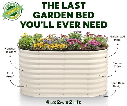 Galvanized Raised Garden Beds Outdoor (White / 4×2×2 Ft)