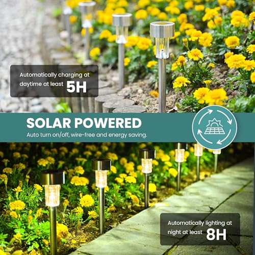 24 Pack Solar Lights Outdoor Waterproof (Warm White)