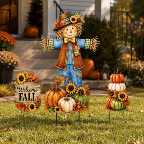 3 Piece Scarecrows for Outside Yard Decor