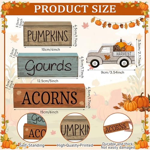 4 Pcs Fall Table Decoration for Home Rutic Fall Truck Decor (Pumpkin Car)