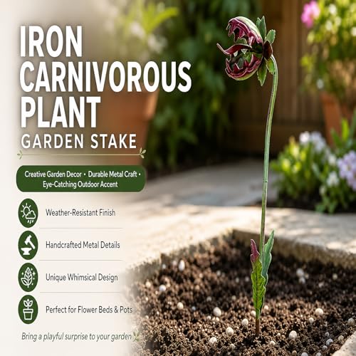 Whimsical Metal Carnivorous Plant Garden Stake (D)