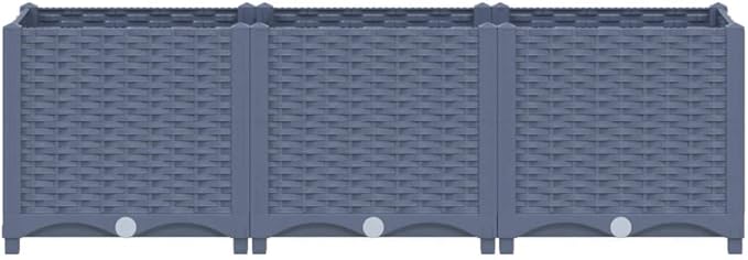 Raised Garden Bed 47.2"x15.7"x15" Polypropylene Planter Box Blue Gray Outdoor Garden Raised Bed for Vegetables, Flowers, and Herbs