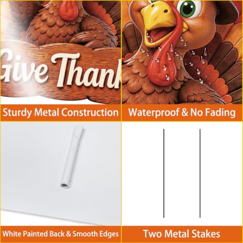 Metal Thanksgiving Yard Sign Fall Decor Outdoor Turkey Garden Stakes (Thanksgiving Turkey)