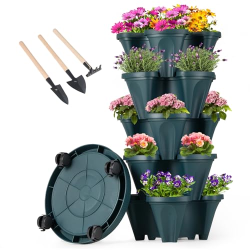 Vertical Planter Tower (Green / 5 Tier)