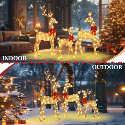 48 Inch 2.5D Gold Lighted Christmas Deer Decorations 3 (SDL-2D-001)