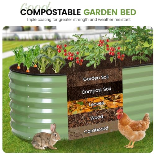 Raised Garden Beds Galvanized (Oliver Green / 8×2×1.4ft (1 Pack))