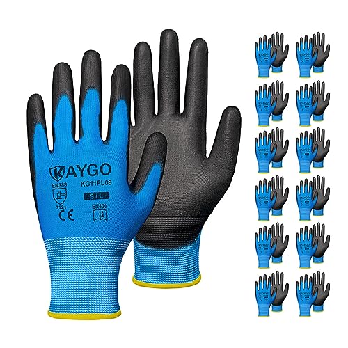 Safety Work Gloves for Men Women (Blue / Large)