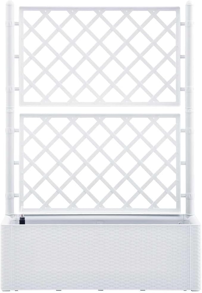 vidaXL Patio Raised Bed with Trellis and Self Watering System White