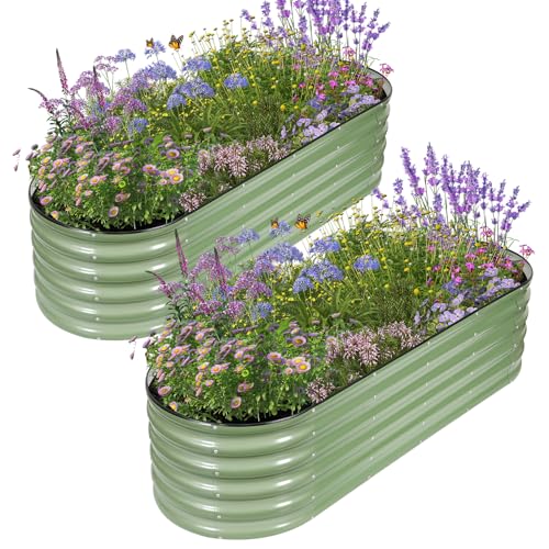 Galvanized Raised Garden Bed (Green / 6x2x1.4ft)