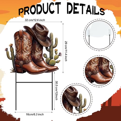 Western Cowboy Outdoor Decor Decorative Metal Garden Stakes 23 Inch (Cowboy)