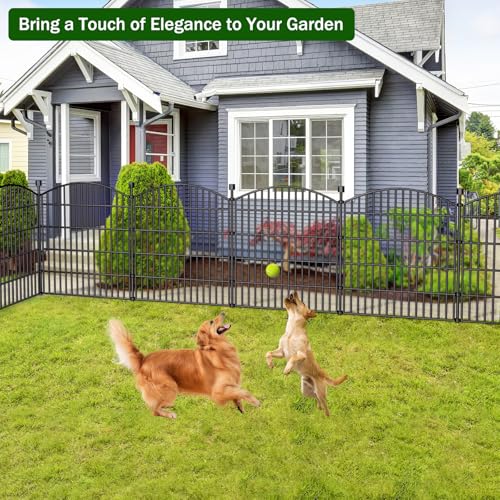 5 Panel No Dig Decorative Garden Fence 32" H x 11.8'L Outdoor Dog Barrier (32 in(H) X 11.8 ft(L))