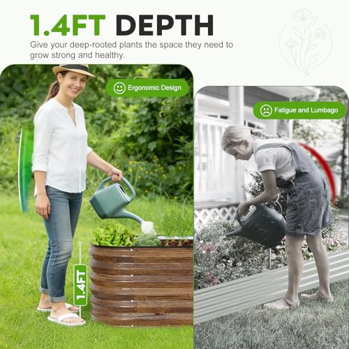 Galvanized Raised Garden Bed (Brown / 8x2x1.4ft(1pcs))