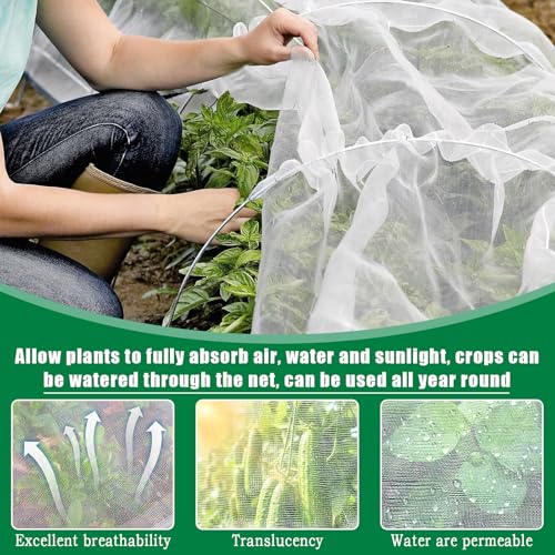 10 X 50 FT Breathable Garden Mesh Netting Pest Barrier for Raised Beds (White Netting / 10x50ft)
