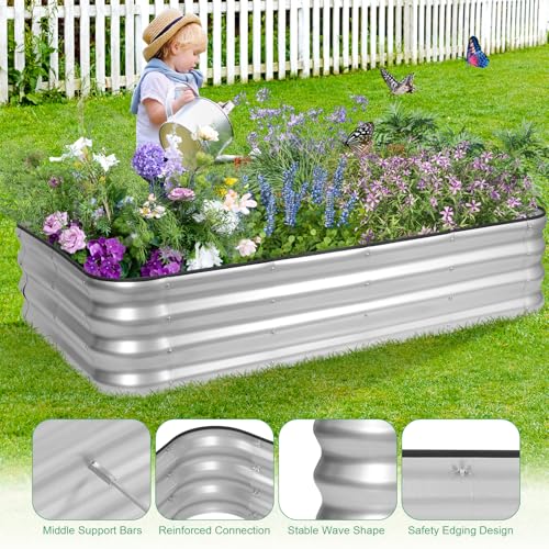 Raised Garden Bed (Sliver / 1pack-5X3X1)
