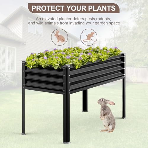 Raised Garden Bed with Legs (Black / 48x24x32in)