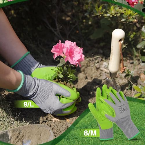 6 Pairs Eco Latex Palm Coated Garden Work Gloves by WORKPRO (Large)