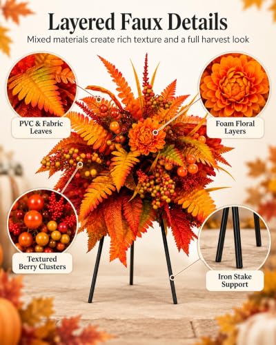 Autumn Harvest Floral Garden Stake Arrangement (2pcs#)