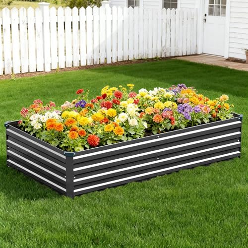 2PCS 9x3x1ft Galvanized Raised Garden Beds Kit (Black / 9x3x1FT(2PCS))