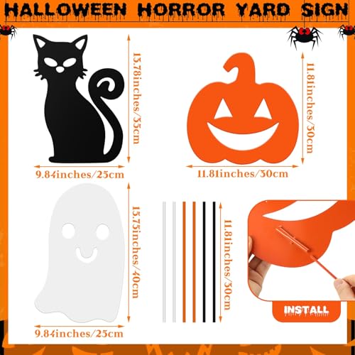 3 Pcs Metal Halloween Outdoor Yard Decor (Mixed Style / Black,white,orange)