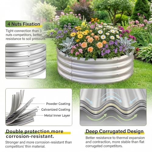 Galvanized Raised Garden Bed Kit (2×2×1ft / 1-silver)