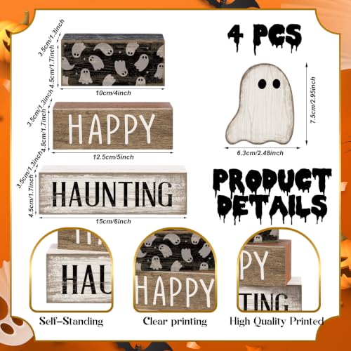 4 Pcs Halloween Table Decor for Home (Happy Haunting)