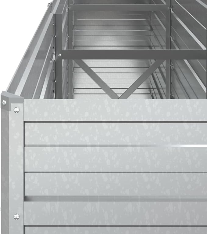 Garden Beds Outdoor Planter Cages Boxes Herb Garden Raised Bed 94.5"x15.7"x30.3" Galvanized Steel Silver for Garden Outdoor Lawn Patio Flower Planters Metal Trough