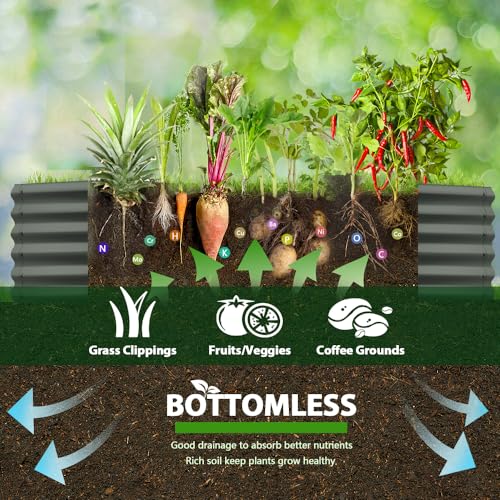 Anleolife 6x2x1.5ft Oval Galvanized Raised Garden Bed (Oval Round Grey / 6×2×1.5ft Tall)