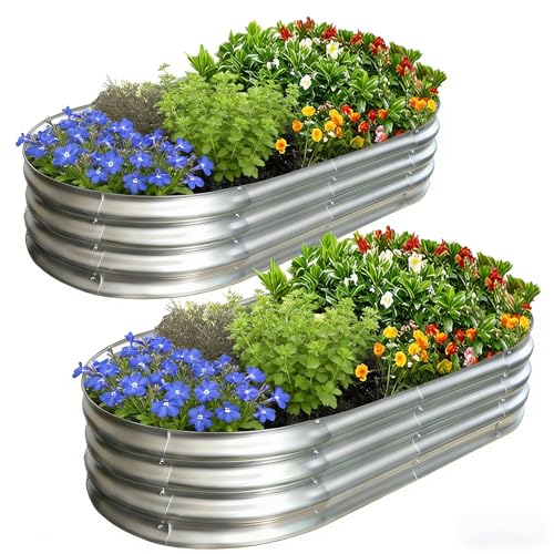 Galvanized Raised Garden Bed Kit (Silver / 4×2×1FT (2-pack）)