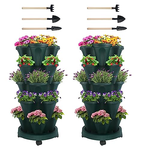 Vertical Planter Tower (Green / 5 Tier)