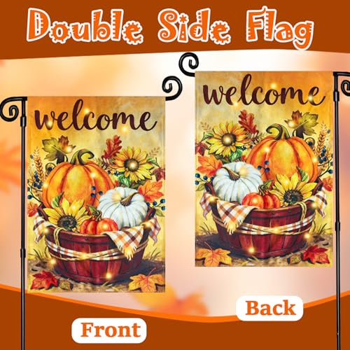 Thanksgiving Garden Flag (Maple Pumpkin / 12x18 Inch)