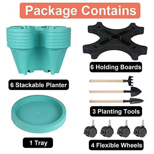 Vertical Planter Tower (Teal / 6 Tier)